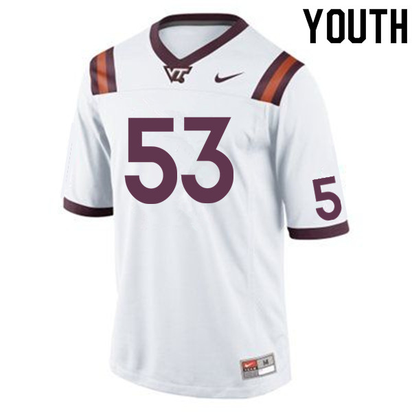 Youth #53 Nikolai Bujnowski Virginia Tech Hokies College Football Jerseys Sale-White - Click Image to Close
